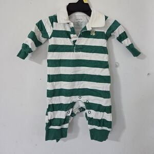 Carter's Green White Striped Baby Onesie Saint Patricks 3 M
